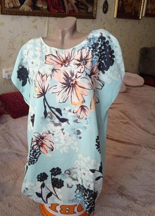 Шикарная блуза-туника в цветы приятной расцветки большой размер, bonmarche3 фото