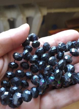 Красивое очень длинное ожерелье черного цвета длина 1 м 40 см3 фото