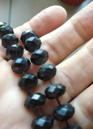 Красивое очень длинное ожерелье черного цвета длина 1 м 40 см4 фото