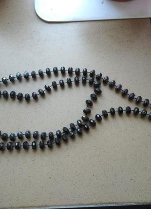Красивое очень длинное ожерелье черного цвета длина 1 м 40 см5 фото