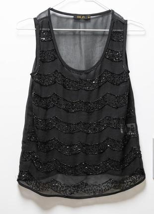 Прозрачная блуза incity - черная блузка с бисером и пайетками