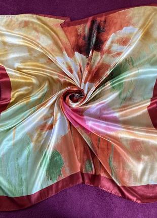 Платок шаль шарф в цветочный принт акварель