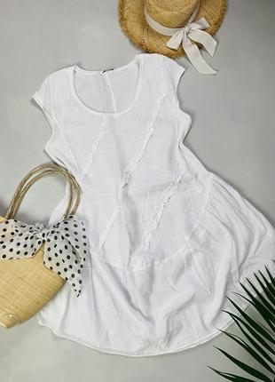 Льняное белое платье 100% лен