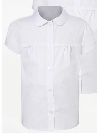 Белая школьная блузка с коротким рукавом george 7-8 лет (122-128р.)