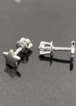 Гладкі гвоздики з срібла зірочки арт 978597909