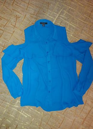 Жіноча блуза з відкритими плечима, синя рубашка