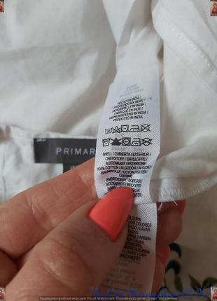 Фирменная primark белоснежная блуза со 100 %хлопка с вышивкой и воланами, размер хл9 фото