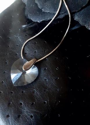 Серебро кулон с камнем сваровски в форме сердца1 фото