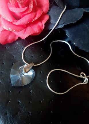 Серебро кулон с камнем сваровски в форме сердца4 фото