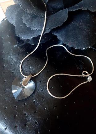 Серебро кулон с камнем сваровски в форме сердца6 фото