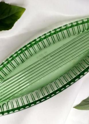 Селедочница зеленое стекло ссср клеймо стрий винтаж редкая2 фото