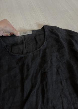 Блуза льняна сорочка бавовняна оверсайз чорна6 фото