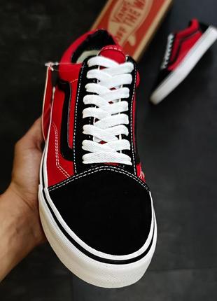 Кеды мужские vans old skool black/red красные/черные (ванс олд скул, кеди)3 фото