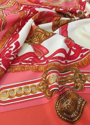 Винтажный шелковый платок hermès bride de cour редкость!7 фото