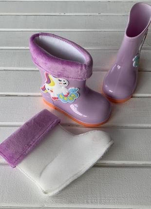 Резиновые сапоги фиолетовые детские2 фото
