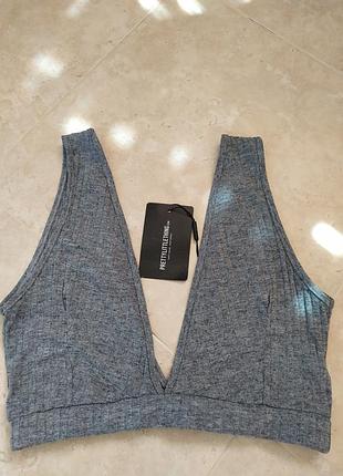 Кроп-топ серый ,prettylittlething ,12/40