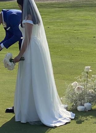 Атласное свадебное платье, франция4 фото