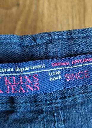 Джинсы, джинсовые брюки синего цвета с низкой посадкой klix на р. xs-s, замеры на фото5 фото