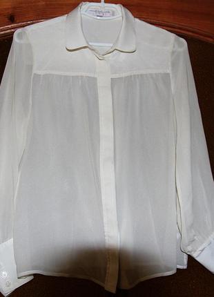 Универсальная белая-молочная блузка из шёлка от french connection (великобритания)1 фото