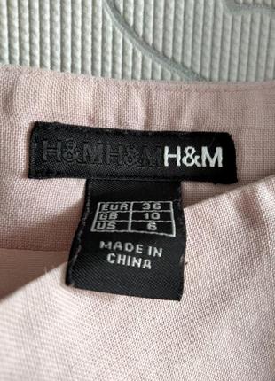 Юбка h&m лен 100%,разм.10/44-46 розовая пудра3 фото