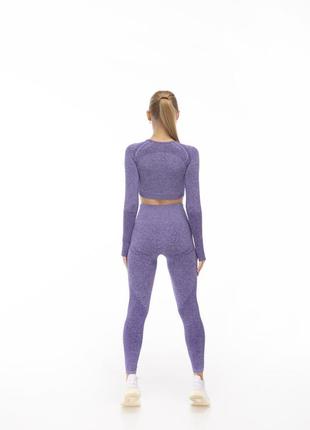 Безшовний костюм для фітнесу (легінси + рашгард) fitqode, пурпурний2 фото