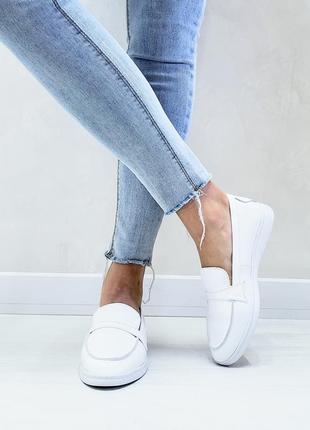 Білі лофери шкіряні р36-41 мокасини туфлі балетки лофери шкіряні мокасини туфлі білі
