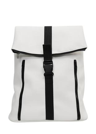 Білий брендовий жіночий місткий рюкзак для школи екошкіра2 фото