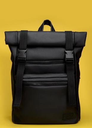 Мега стильный черный вместительный женский рюкзак ролл топ8 фото