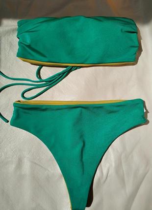 Купальник топ бандо двосторонній (смарагд/золото)