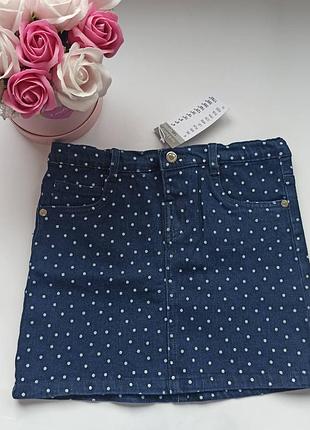 Синя джинсова спідниця в горошок sinsay 140 см, 8 9 10 років