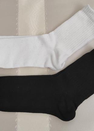 Шкарпетки якісні високі шкарпетки білі рубчик рубець4 фото