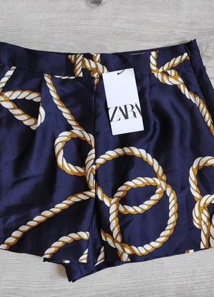 Шикарные юбка-шорты zara на высокой посадке  с оригинальным принтом1 фото
