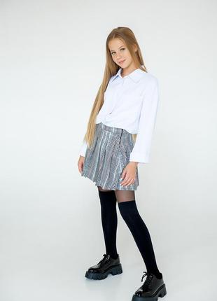Сорочка біла шкільна довгий рукав на дівчинку-підлітка зростання 140-176