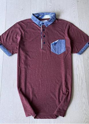 Поло теніска футболка smith & jones рр l бордова джинсовий синій комір