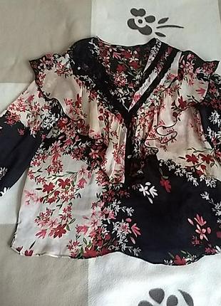 Шифоновая блуза zara в цветочный принт