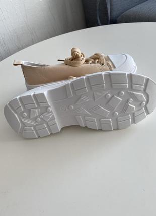 Бежеві базові кеди на шнурівці кросівки жіночі кедики8 фото