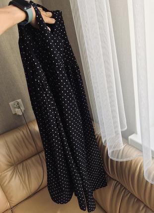 Вільна сукня в горошок чорна трапеція коротка можна для вагітних6 фото
