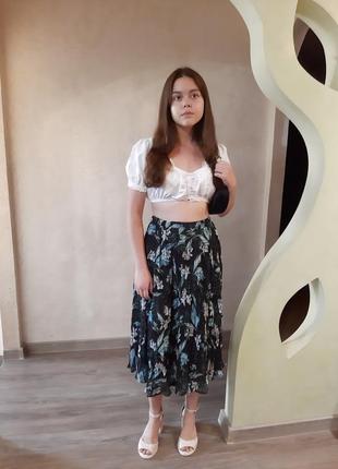 Шифоновая юбка миди,плиссе,плиссеровка