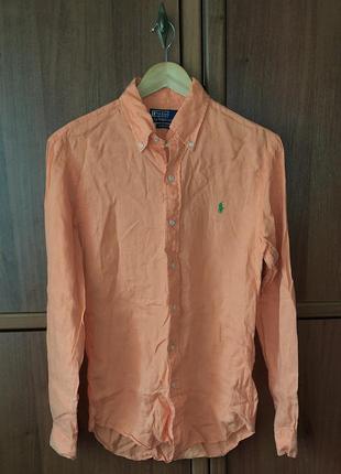 Винтажная мужская льняная рубашка polo ralph lauren vintage