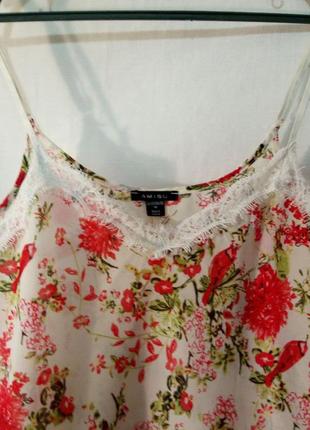 Легка літня блуза топ на брителях в квіти amisu5 фото