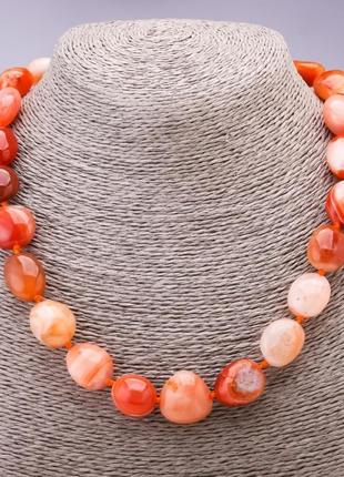 Бусы из натурального камня сардоникс