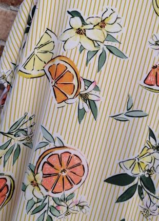 Трикотажная блуза оверсайз с лимонами и цитрусами8 фото
