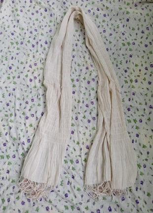 Шарф шарфик платок с грензелями белый білий