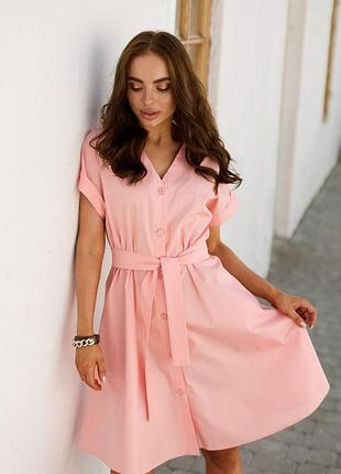 Літня сукня халат з поясом з розкльошеною спідницею на гудзиках 4 кольори