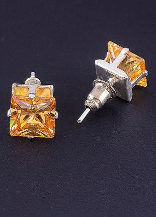 Серьги фианит (родий)