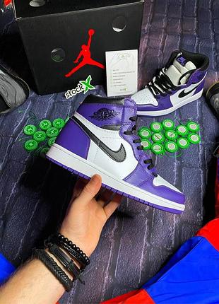 Кроссовки nike air jordan retro 1 white purple