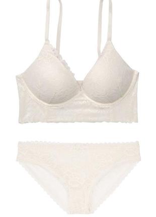 Білий комплект білизни victoria's secret