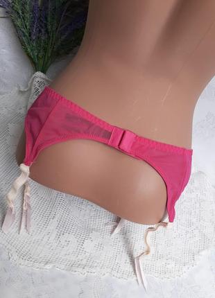 Пояс для панчіх з регульованими бретелями мереживний ажурний малиновий