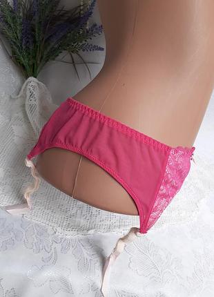 Пояс для панчіх з регульованими бретелями мереживний ажурний малиновий