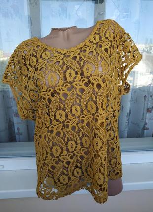 Красивая ажурная блуза сетка р.50-52 полупрозрачная2 фото